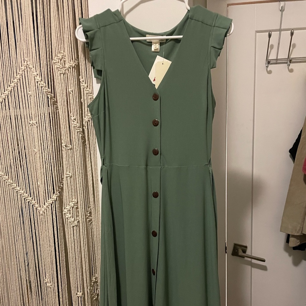 Monteau button up teal midi dress